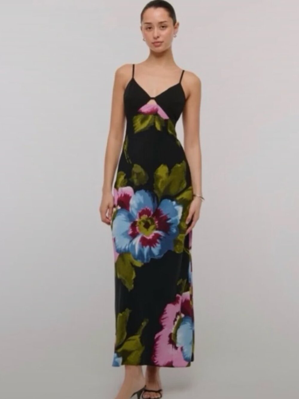 Abercrombie Black Floral Cut Out Maxi Dress